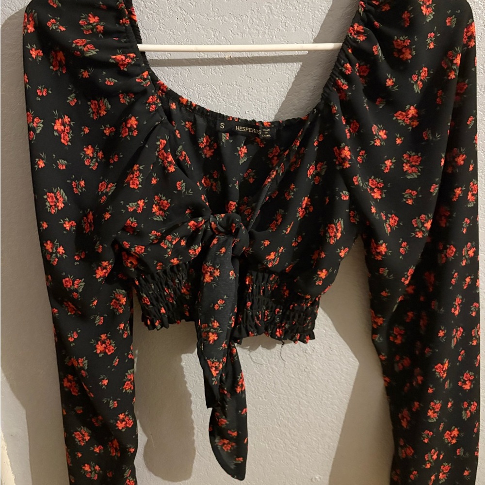 Black Floral Women's Top